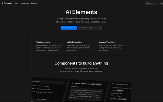 AI Elements - open-source React & Next.js website template