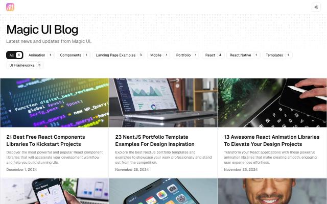 Blog Template - React & Next.js website template by Magic UI