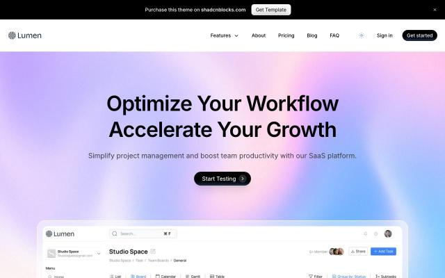Lumen - React & Next.js website template by Shadcnblocks.com