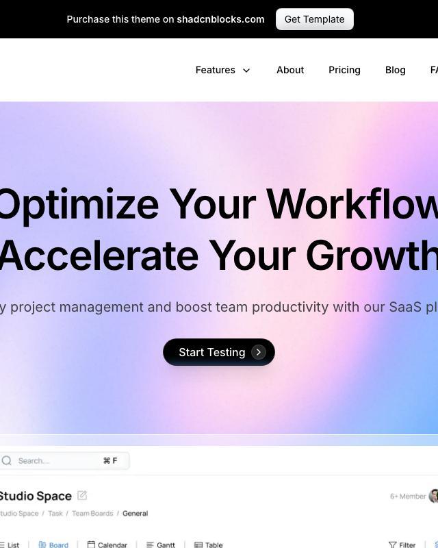 Lumen — React & Next.js website template by Shadcnblocks.com Austin