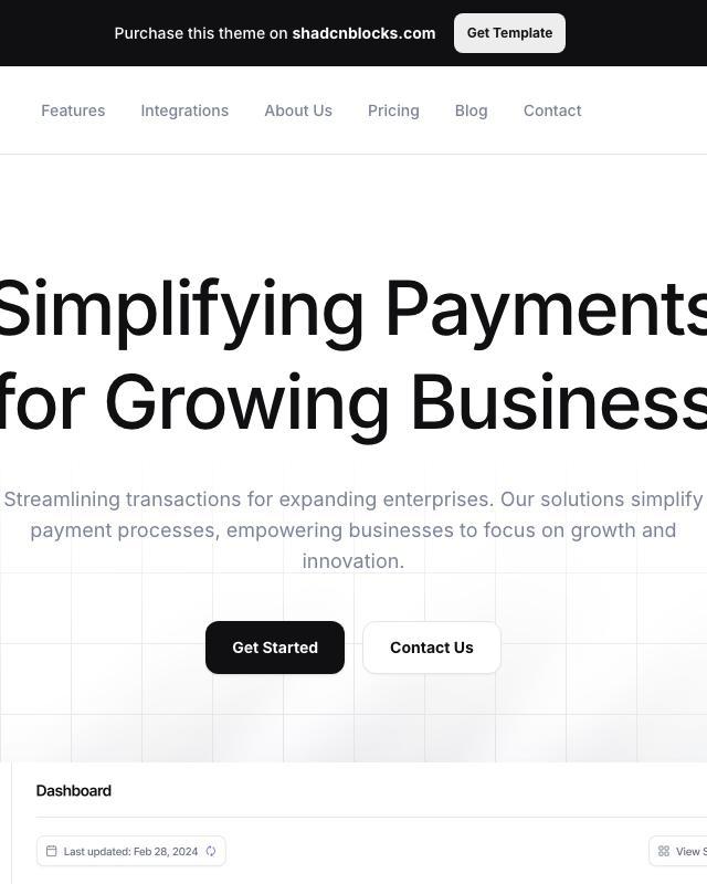 Metafi — React & Next.js website template by Shadcnblocks.com Austin