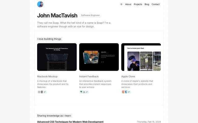Minimal Portfolio Template - React & Next.js website template by Aceternity UI
