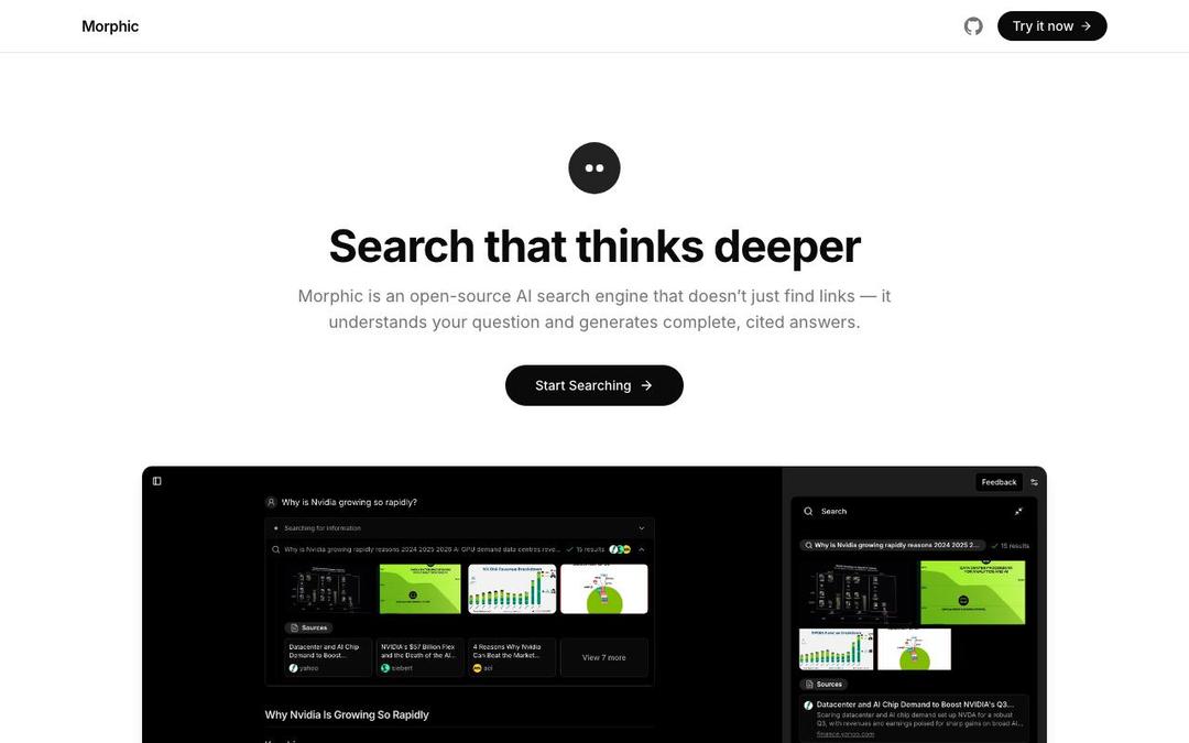 Morphic: AI-powered answer engine preview
