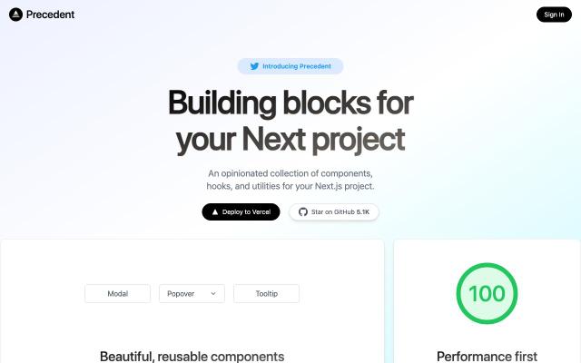 Precedent - free React & Next.js website template by Steven Tey