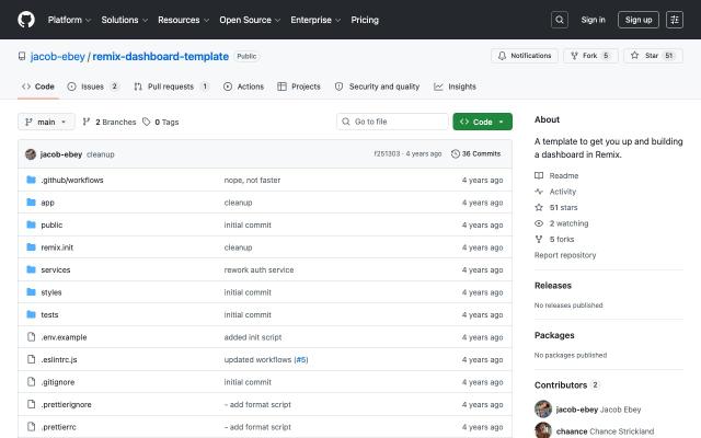 Remix Dashboard Template - free React & Next.js website template by Jacob Ebey