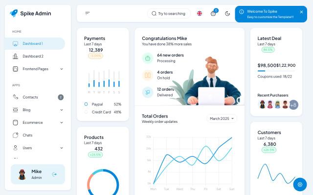 Spike Next.js Admin Template (Pro) - React & Next.js website template by WrapPixel