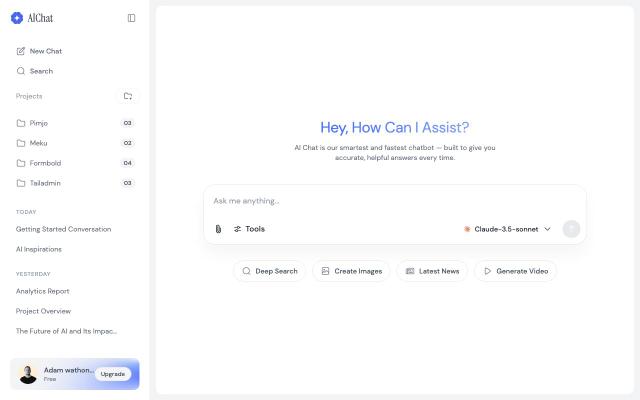 AI Chat - free React & Next.js website template by TailGrids