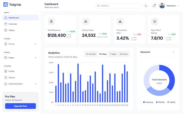 DashSpace - free React & Next.js website template by TailGrids