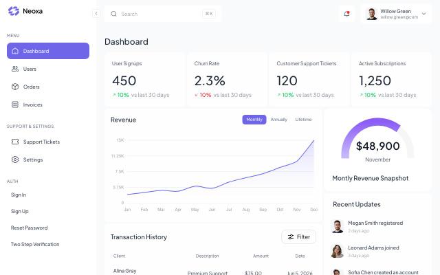 Neoxa - free React & Next.js website template by TailGrids