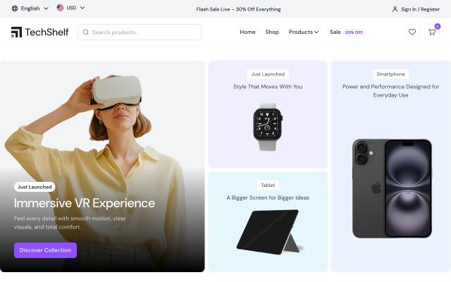 TechSelf - free React & Next.js website template by TailGrids