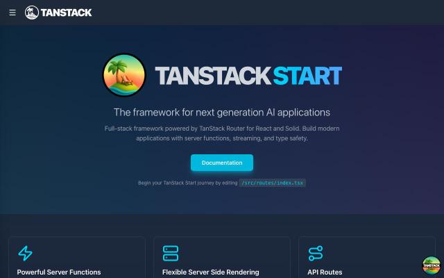 TanStack Start on Vercel - free React & Next.js website template by 21st Indexer