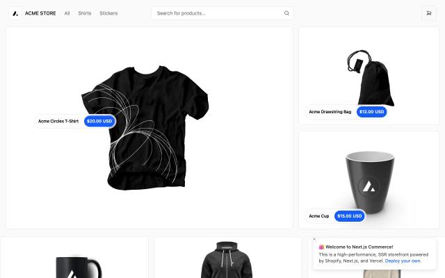Next.js Commerce - free React & Next.js website template by 21st Indexer